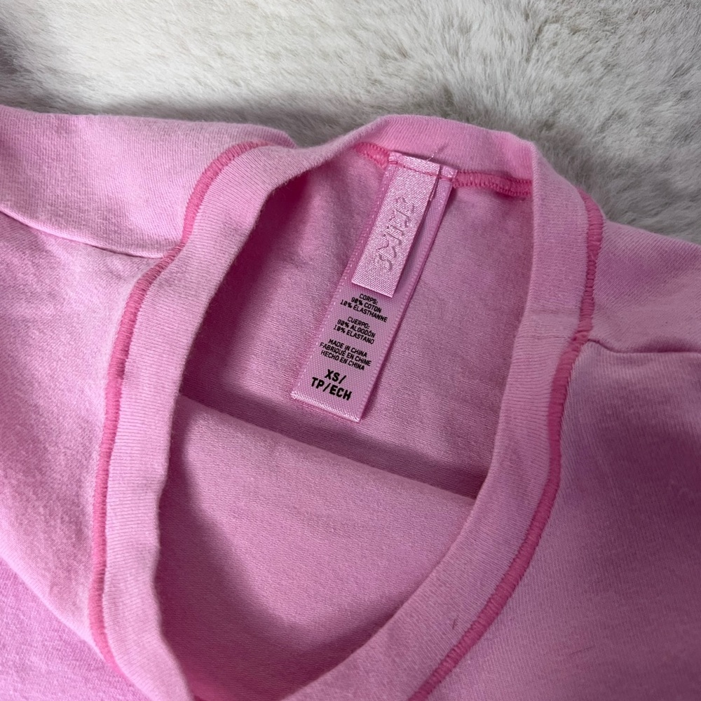 NEW Skims Cotton Jersey Long Sleeve T-Shirt Sz XS in Bubble Gum